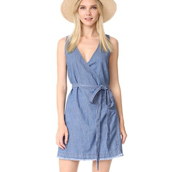 Madewell Dresses & Skirts - Madewell denim raw hem wrap dress